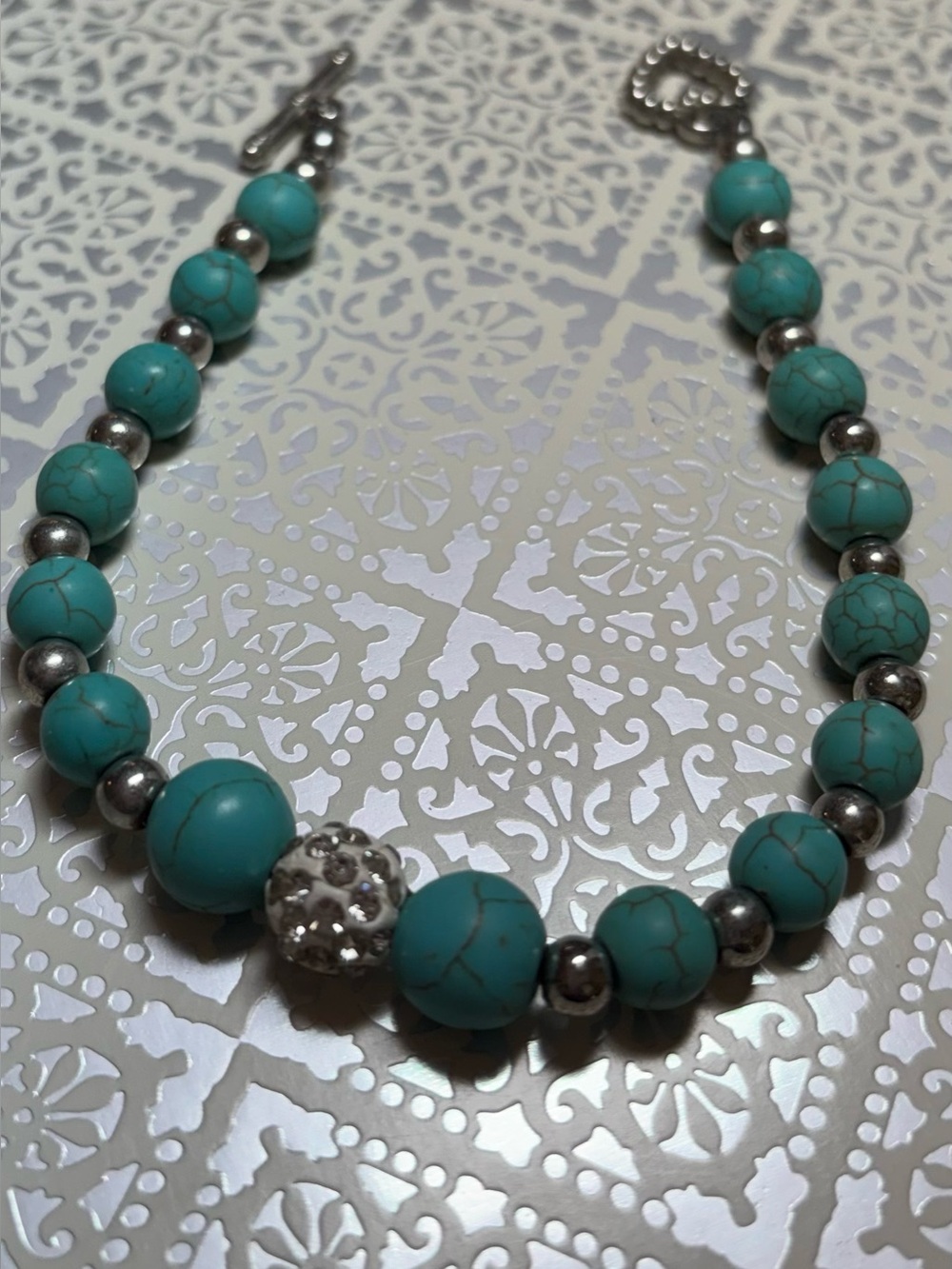 Turquoise Beaded Statement Necklace - Unbranded